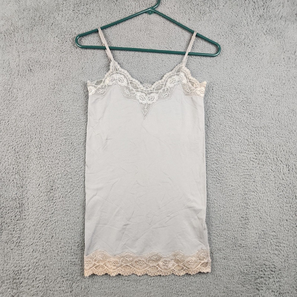 Vintage‎ Y2K Babydoll Cami Top Women's Small Gray Lace Trim Bella Swan Coquette